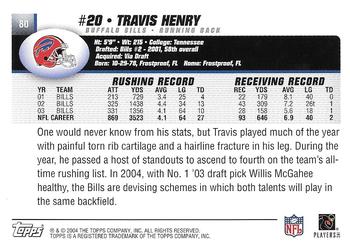 2004 Topps - Topps Collection #80 Travis Henry Back