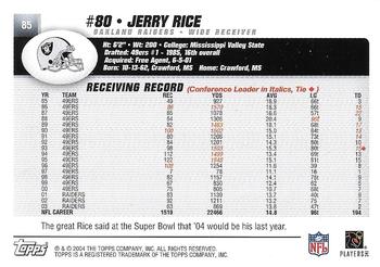 2004 Topps - Topps Collection #85 Jerry Rice Back