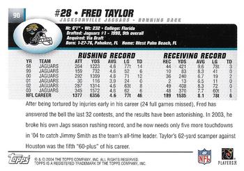 2004 Topps - Topps Collection #90 Fred Taylor Back
