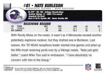 2004 Topps - Topps Collection #138 Nate Burleson Back
