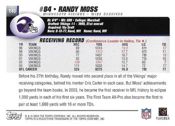 2004 Topps - Topps Collection #140 Randy Moss Back