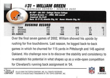 2004 Topps - Topps Collection #156 William Green Back
