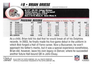 2004 Topps - Topps Collection #163 Brian Griese Back