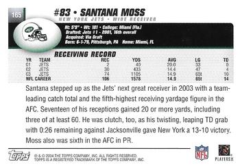 2004 Topps - Topps Collection #165 Santana Moss Back