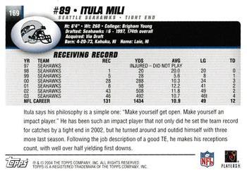 2004 Topps - Topps Collection #169 Itula Mili Back