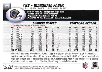 2004 Topps - Topps Collection #170 Marshall Faulk Back