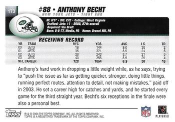 2004 Topps - Topps Collection #173 Anthony Becht Back