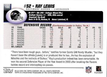 2004 Topps - Topps Collection #188 Ray Lewis Back