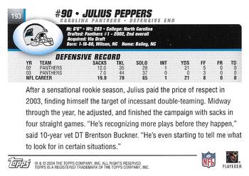2004 Topps - Topps Collection #193 Julius Peppers Back