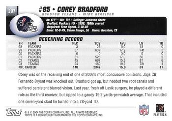 2004 Topps - Topps Collection #207 Corey Bradford Back