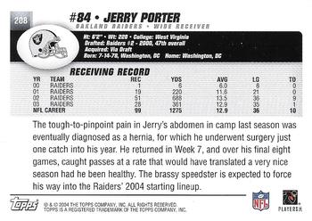 2004 Topps - Topps Collection #208 Jerry Porter Back
