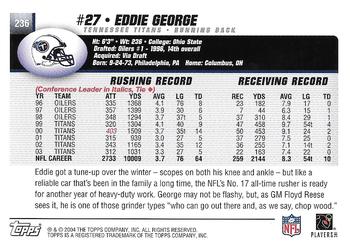 2004 Topps - Topps Collection #236 Eddie George Back