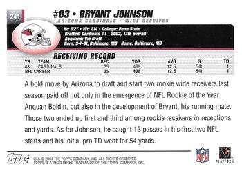 2004 Topps - Topps Collection #241 Bryant Johnson Back