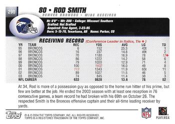 2004 Topps - Topps Collection #290 Rod Smith Back