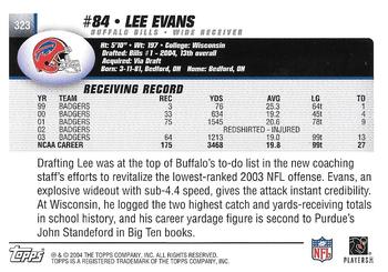 2004 Topps - Topps Collection #323 Lee Evans Back