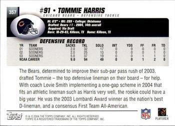 2004 Topps - Topps Collection #357 Tommie Harris Back
