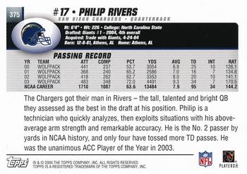 2004 Topps - Topps Collection #375 Philip Rivers Back