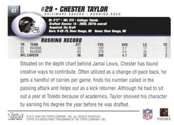 2004 Topps 1st Edition #47 Chester Taylor Back