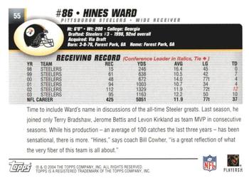2004 Topps 1st Edition #55 Hines Ward Back