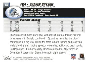 2004 Topps 1st Edition #68 Shawn Bryson Back