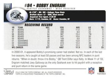 2004 Topps 1st Edition #72 Bobby Engram Back