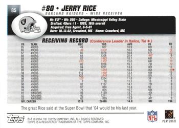 2004 Topps 1st Edition #85 Jerry Rice Back