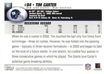 2004 Topps 1st Edition #93 Tim Carter Back