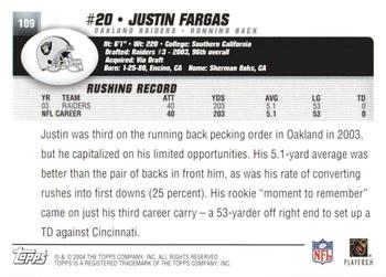 2004 Topps 1st Edition #109 Justin Fargas Back