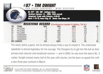 2004 Topps 1st Edition #143 Tim Dwight Back