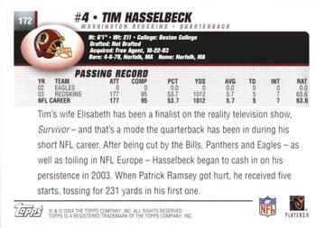 2004 Topps 1st Edition #172 Tim Hasselbeck Back