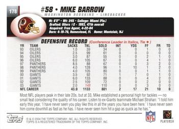 2004 Topps 1st Edition #178 Mike Barrow Back
