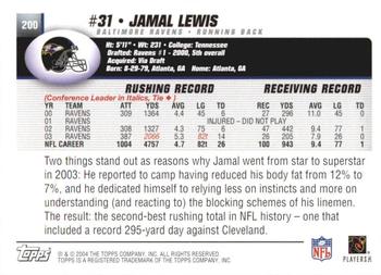 2004 Topps 1st Edition #200 Jamal Lewis Back
