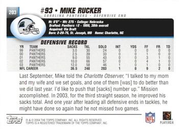 2004 Topps 1st Edition #203 Mike Rucker Back
