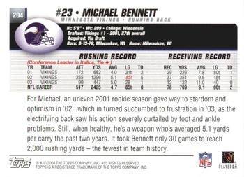 2004 Topps 1st Edition #204 Michael Bennett Back