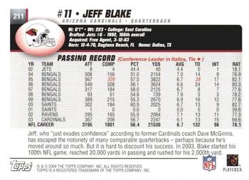 2004 Topps 1st Edition #211 Jeff Blake Back