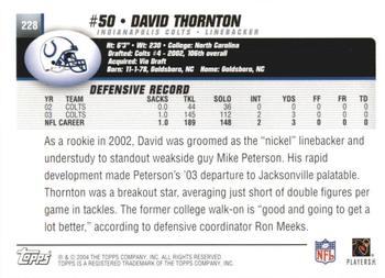 2004 Topps 1st Edition #228 David Thornton Back