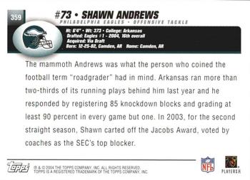 2004 Topps 1st Edition #359 Shawn Andrews Back