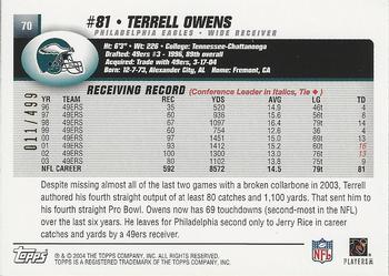 2004 Topps - Gold #70 Terrell Owens Back