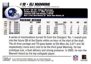 2004 Topps - Gold #350 Eli Manning Back
