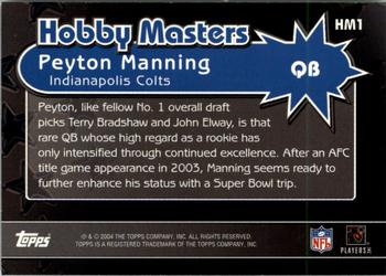 2004 Topps - Hobby Masters #HM1 Peyton Manning Back