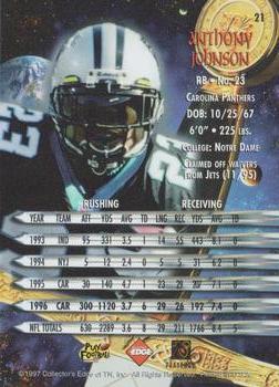 1997 Collector's Edge Excalibur #21 Anthony Johnson Back