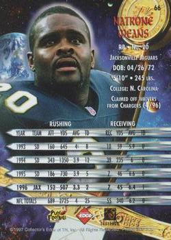 1997 Collector's Edge Excalibur #66 Natrone Means Back