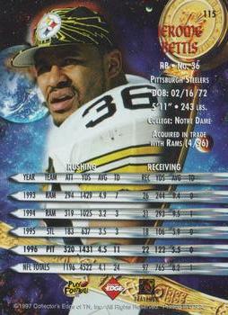 1997 Collector's Edge Excalibur #115 Jerome Bettis Back