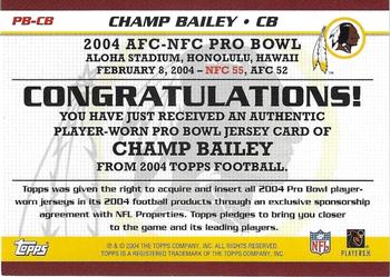 2004 Topps - Pro Bowl Jerseys #PB-CB Champ Bailey Back