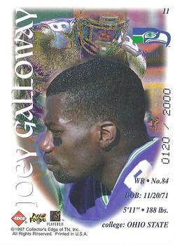 1997 Collector's Edge Excalibur - 22K Knights #11 Joey Galloway Back