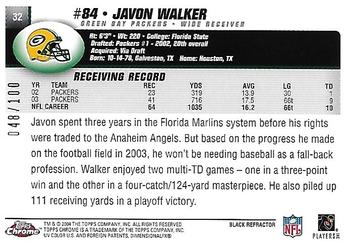 2004 Topps Chrome - Black Refractors #32 Javon Walker Back