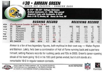 2004 Topps Chrome - Black Refractors #33 Ahman Green Back