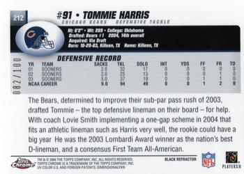 2004 Topps Chrome - Black Refractors #212 Tommie Harris Back