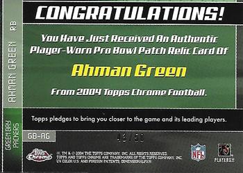 2004 Topps Chrome - Gridiron Badges Jerseys #GB-AG Ahman Green Back
