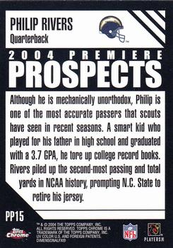2004 Topps Chrome - Premiere Prospects #PP15 Philip Rivers Back